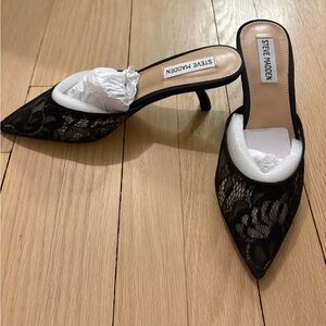 Steve Madden Black Lace Pointed Heels